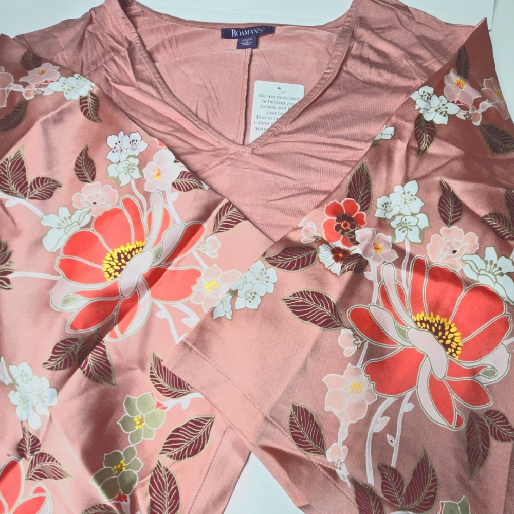 Roaman's Salmon Kimono Sleeve Top 1X 22/24 NIP